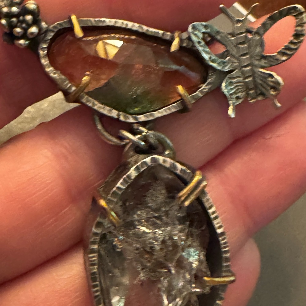 Sterling Silver and Tourmaline Pendant with Herkimer Diamond Necklace - Picture 14 of 14